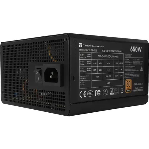 Sursa Thermalright TR-TG650S, 650W, 80 Plus Gold, non-modular (Negru)