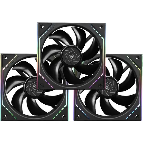 Set 3 ventilatoare Thermalright TL-M12, 120mm, 1500 RPM, S-FDB Bearing, 47.6 CFM, LED ARGB, 4pin PWM (Negru)
