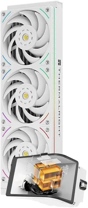 Cooler CPU AIO Thermalright Wonder Vision 360 UB Argb White, Intel si AMD, Racire cu lichid, 3 x 120mm, 2150 rpm, pompa 6400 rpm, ecran AMOLED 6.67inch, ARGB (Alb)