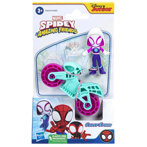 Set motocicleta si figurina Marvel Spidey and his Amazing Friends - Ghost Spider, 6 cm