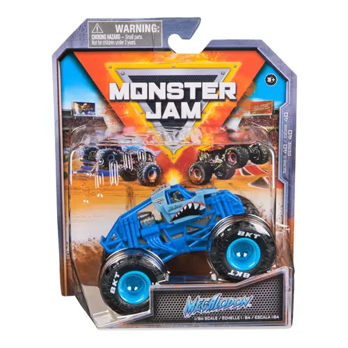Masinuta Monster Jam - Megalodon Albastru, Scara 1 La 64 (Albastru/Negru)