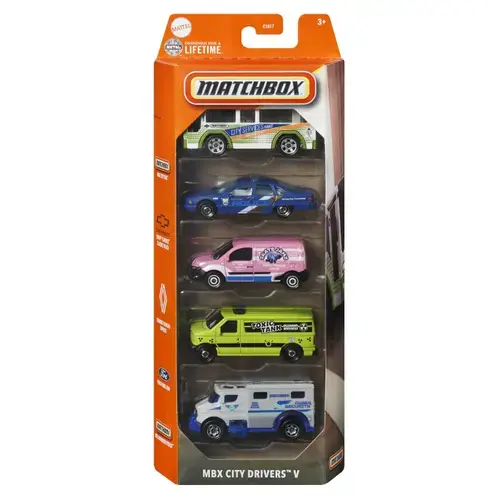 Set 5 masinute Matchbox - MBX City Drivers V, scara 1:64