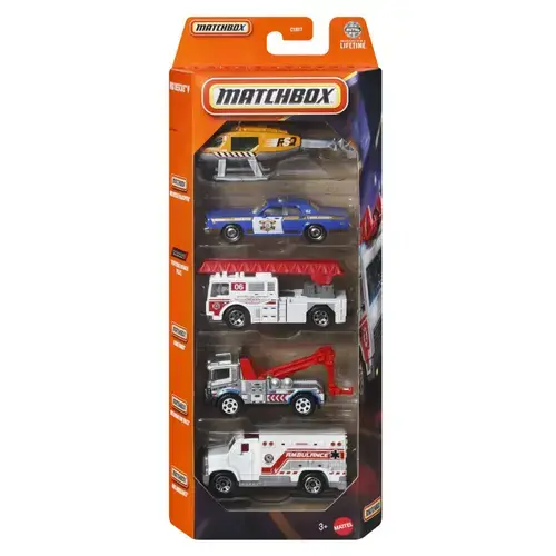 Set 5 masinute Matchbox - MBX Rescue V2, scara 1:64