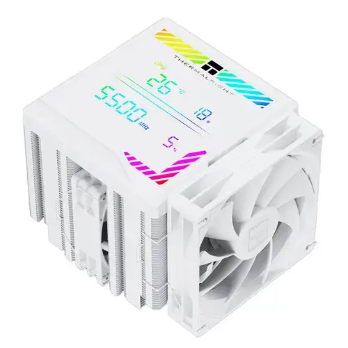 Cooler CPU Thermalright Peerless Assassin 140 Digital PA140-D-W, Ventilatoare 140+120 mm, S-FDB, Afisaj multicolor (Alb)