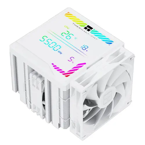 Cooler CPU Thermalright Peerless Assassin 140 Digital PA140-D-W, Ventilatoare 140+120 mm, S-FDB, Afisaj multicolor (Alb)