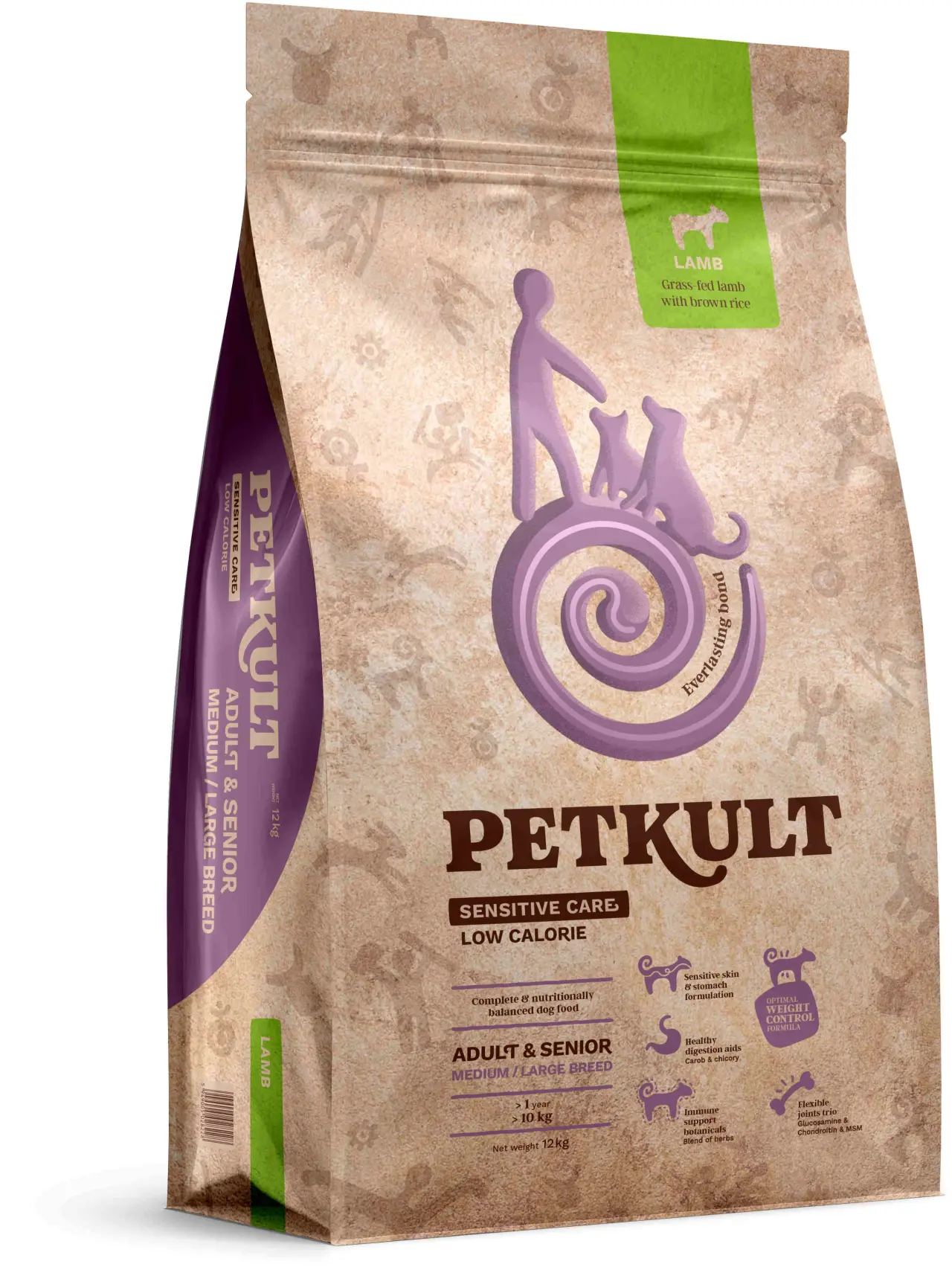 PETKULT Sensitive Low Callories Adult & SENIOR, talie medie/mare, Miel/orez