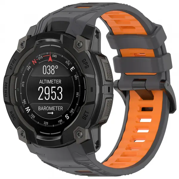 Curea Techsuit W077 pentru Garmin Instinct 3 50mm Solar / Instinct 3 50mm, Gri Portocalie