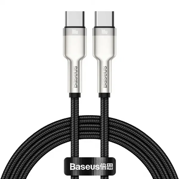 Cablu Date si Incarcare USB-C - USB-C Baseus Cafule, 100W, 2m, Negru CATJK-D01