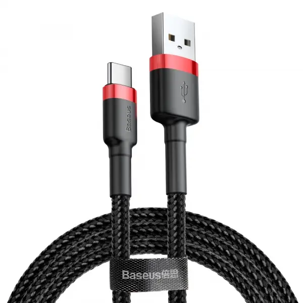 Cablu Date si Incarcare USB-A - USB-C Baseus Cafule, 60W, 1m, Rosu CATKLF-B91