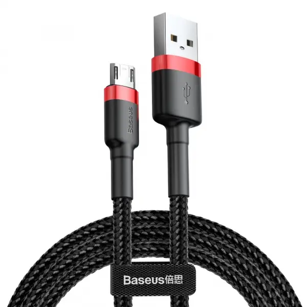 Cablu Date si Incarcare USB-A - microUSB Baseus Cafule, 18W, 2m, Rosu CAMKLF-C91