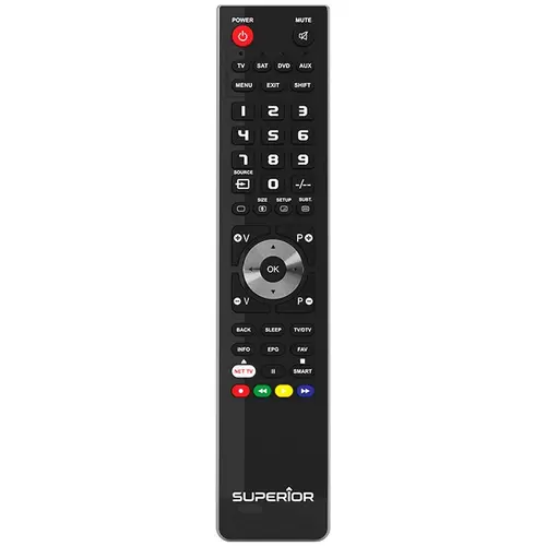 Telecomanda universala Superior, 2 in 1, programabila simultan pt. TV, DVD, satelit si AUX, conectare PC prin USB, cablu inclus, baterii 2 x AAA (neincluse), Negru