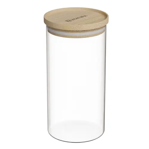 Recipient sticla, Ø9,5cm, 1100ml, cu capac din bambus - Zokura