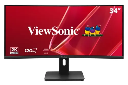 Monitor VA LED ViewSonic 34inch VA3420C-2, UWQHD (3440 x 1440), HDMI, DisplayPort, Boxe, Ecran curbat (Negru)