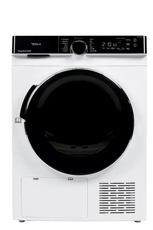 Uscator de rufe Tesla WT10H91M, 10kg, Pompa de caldura, Clasa C, Inverter, Antisifonare, Delay start (Alb)