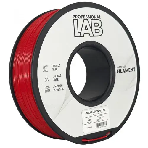 Filament 3D Proffesional Lab, Diamentru 1.75mm, Greutate: 1KG, Culoare: Rosu, Material: ABS+, Temperatura: 220-250c