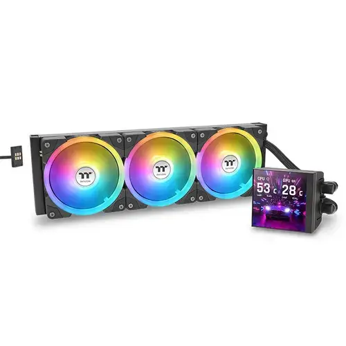 Cooler CPU AIO Thermaltake MAGFloe 420 Ultra ARGB Sync, Ecran LCD 3.95inch, AI Forge, 3x140mm, 500-2000 RPM (Negru)