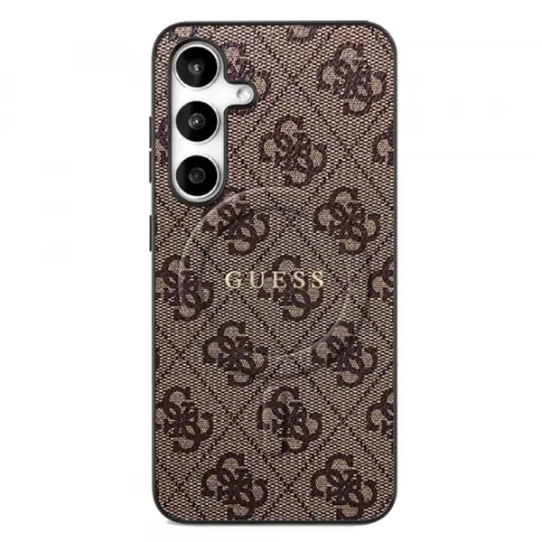 Husa MagSafe pentru Samsung Galaxy S25 FE, Guess, 4G Ring Classic Logo, Maro