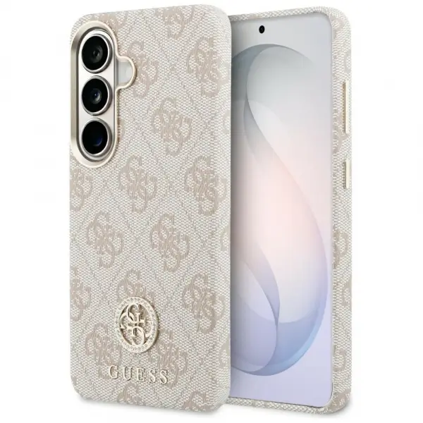 Husa MagSafe pentru Samsung Galaxy S26 S942, Guess, Rhinestone Round Logo, Roz