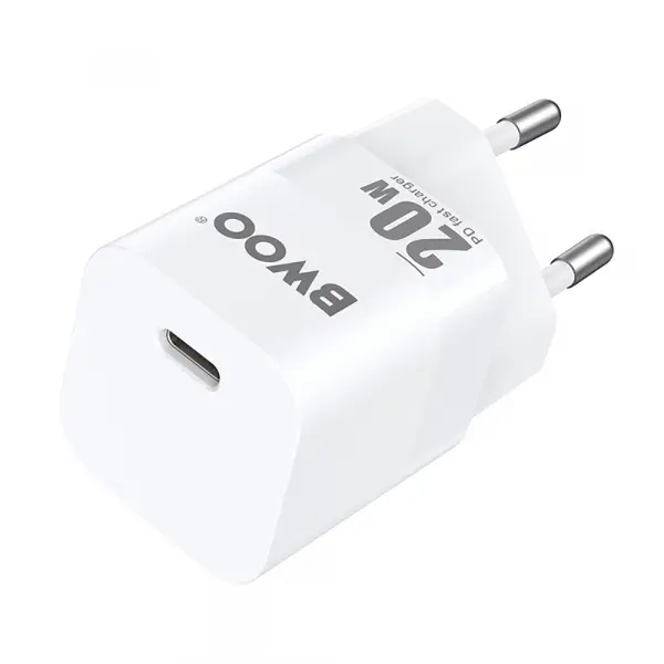 Incarcator Retea BWOO CDA155, 20W, 3A, 1 x USB-C, Alb