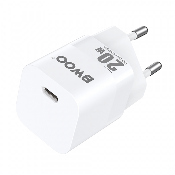 Incarcator Retea BWOO CDA155, 20W, 3A, 1 x USB-C, Alb