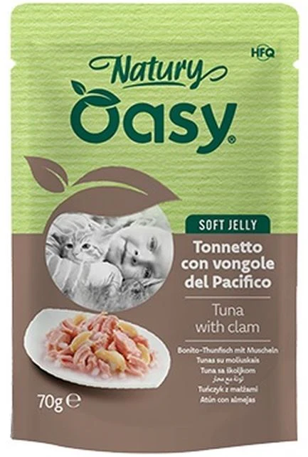 OASY Natury Plic pentru pisici, cu Ton şi Scoici, în jeleu 70g