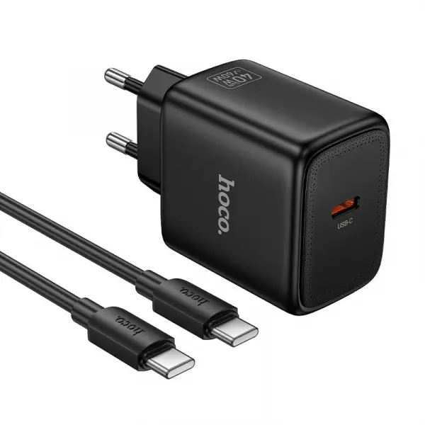 Incarcator Retea Cu Cablu USB-C HOCO N83, 40W, 3A, 1 x USB-C, Negru