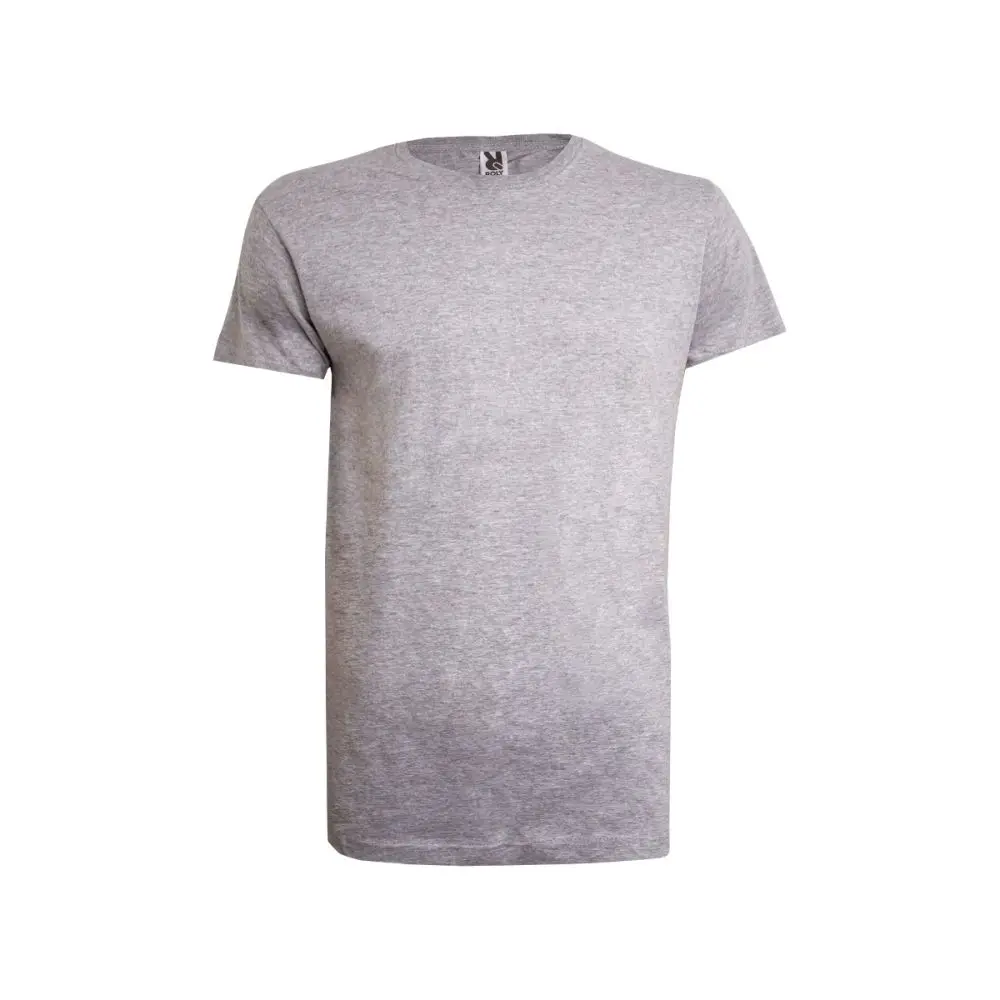Tricou unisex 100% bumbac gri cu guler rotund clasic