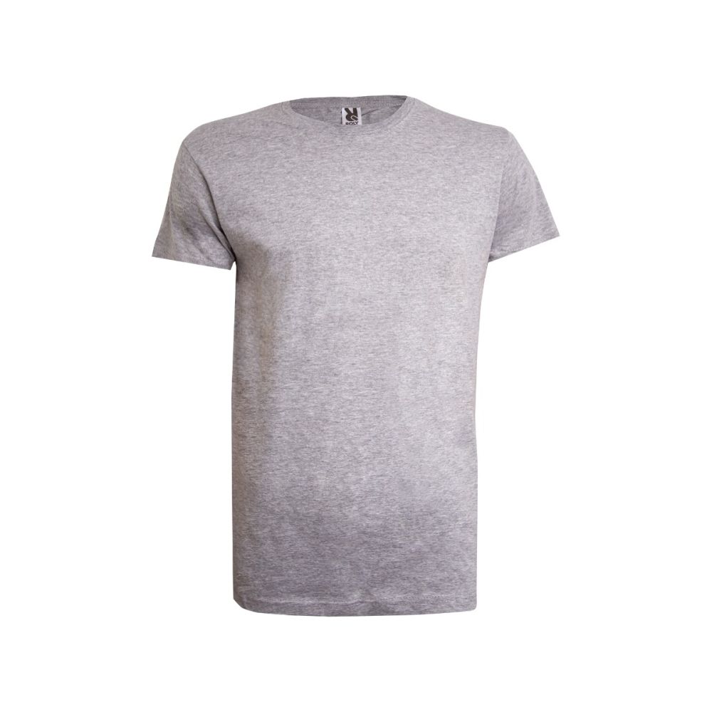 Tricou unisex 100% bumbac gri cu guler rotund clasic