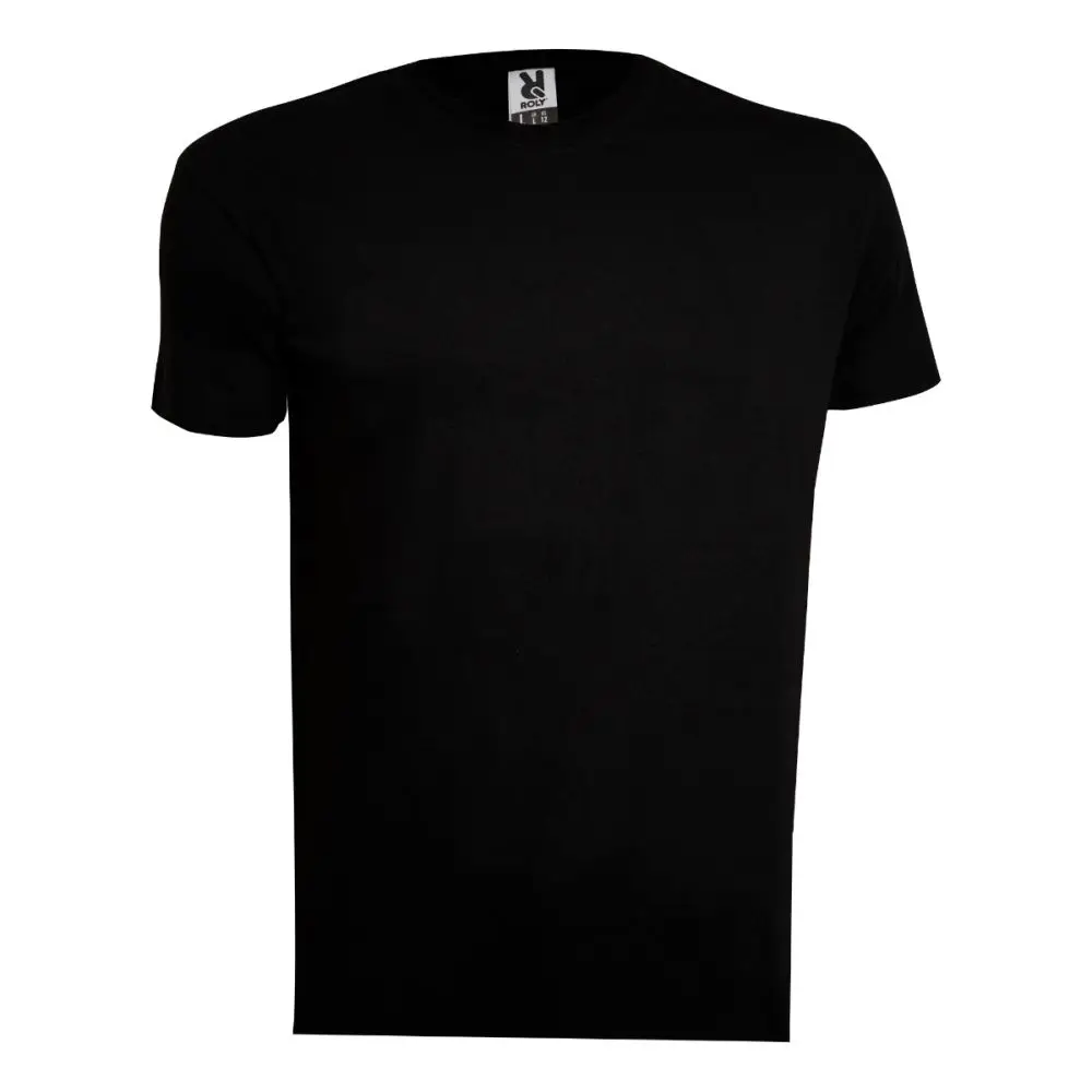 Tricou unisex 100% bumbac negru cu guler rotund clasic