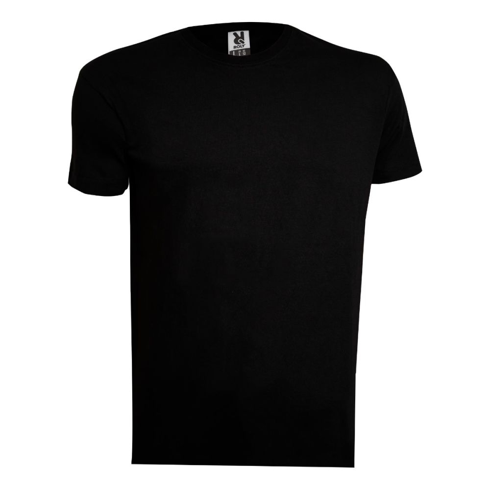 Tricou unisex 100% bumbac negru cu guler rotund clasic