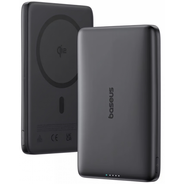 Baterie Externa Wireless Baseus PicoGo AM41, 10000mAh, 27W, PD + FQI, 1 x QI - 1 x USB-C, Neagra E0027201