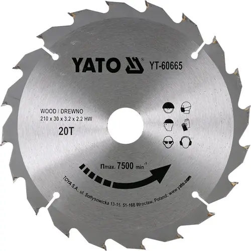 Disc circular lemn Yato YT-60665, 210 x 30 x 3.2 mm 20 dinti