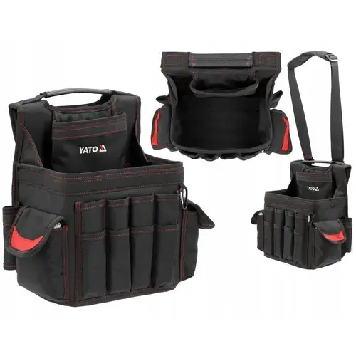 Saculet organizator scule Yato YT-74336, 24,3x17,8x30cm, material impermeabil, cu maner si curele detasabile