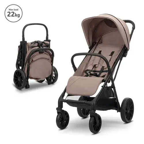 Carucior pentru copii Lorelli Nuvella, pliere cu o mana, spatar reglabil multipozitie, copertina extensibila, 0-48 luni, pana la 22 kg, Bej
