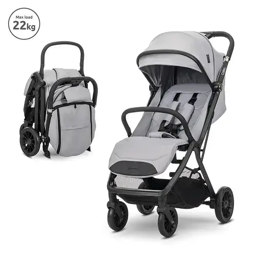 Carucior pentru copii Lorelli Calista, pliere automata, cadru din aluminiu, spatar reglabil 3 pozitii, copertina extensibila, 0-48 luni, pana la 22 kg, Gri