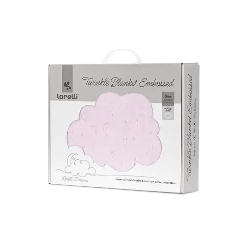 Paturica pentru bebelusi Lorelli Twinkle, material moale, model decorativ in relief, 80 x 110 cm, 0 luni+, Roz