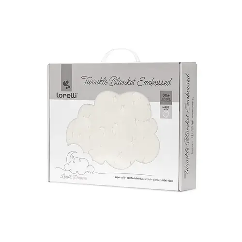 Paturica pentru bebelusi Lorelli Twinkle, material moale, model decorativ in relief, 80 x 110 cm, 0 luni+, Bej