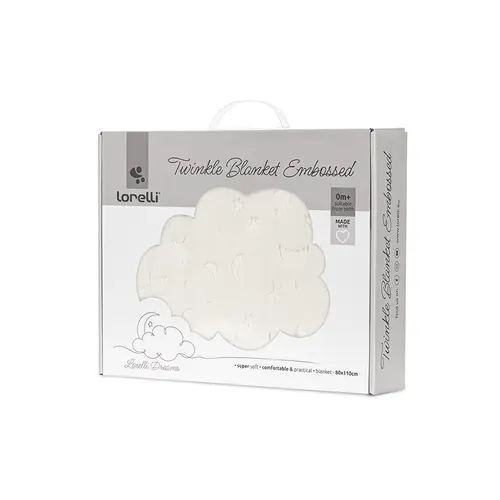 Paturica pentru bebelusi Lorelli Twinkle, material moale, model decorativ in relief, 80 x 110 cm, 0 luni+, Bej