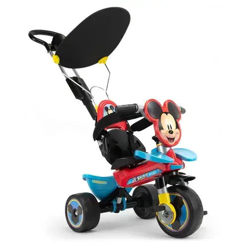 Tricicleta evolutiva pentru copii Injusa, licenta Disney, Mickey Mouse, cu maner parental, anvelope EVA, 10 luni - 3 ani, Multicolor