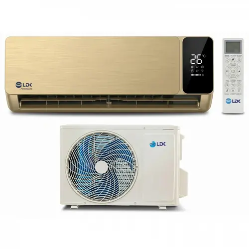 Aparat de aer conditionat tip pompa de caldura LDK PREMIUM 13.000 BTU GOLD, Putere 3.80 kW, Clasa A++, Inverter, Autocuratare, Sleep, Eco, Timer, Wi-Fi, Turbo, Afisaj LED (Auriu)