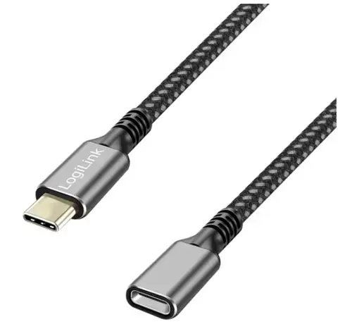 Cablu de date Logilink CUA0108, USB-C male - USB-C female, 1m (Negru/Gri)