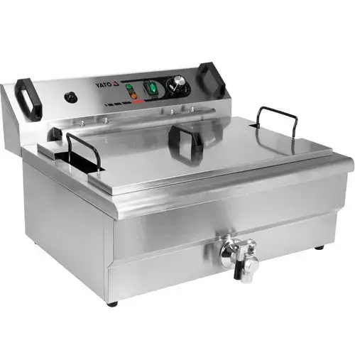 Friteuza profesionala, electrica Yato Gastro YG-04640, Inox, capacitate 23 L, putere 6 kW, trifazat, robinet golire