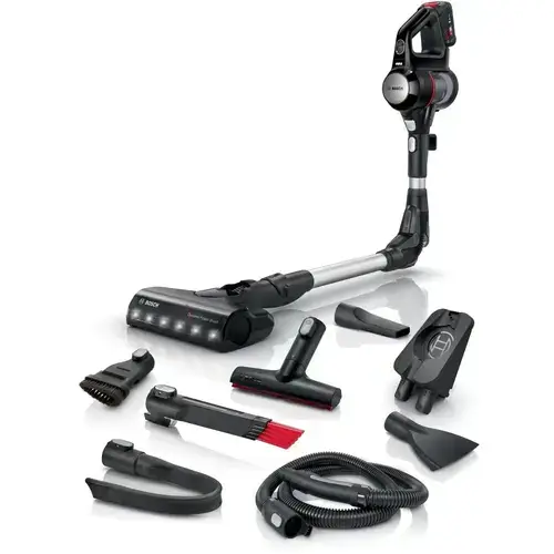 Aspirator cu acumulatori Unlimited 7 Pro Animal Bosch BCS711PET, Fara fir, Functie Quick Stand, Motor Turbo Spin (Negru/Rosu)
