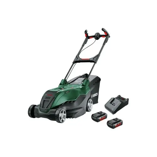 Masina de tuns gazon/iarba electrica Bosch AdvancedRotak 36V-40-650, 40 cm latime de taiere, 25-80 mm inaltime de taiere, 50l, 2x4Ah