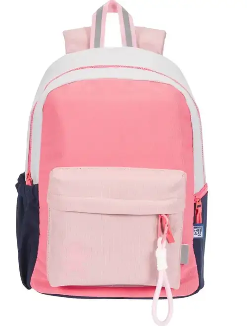 Rucsac Oxford Funky, 1 compartiment, 28 x 40 x 15 cm, capacitate 25 l, buzunar frontal, buzunare laterale, breloc chei, poliester, Roz