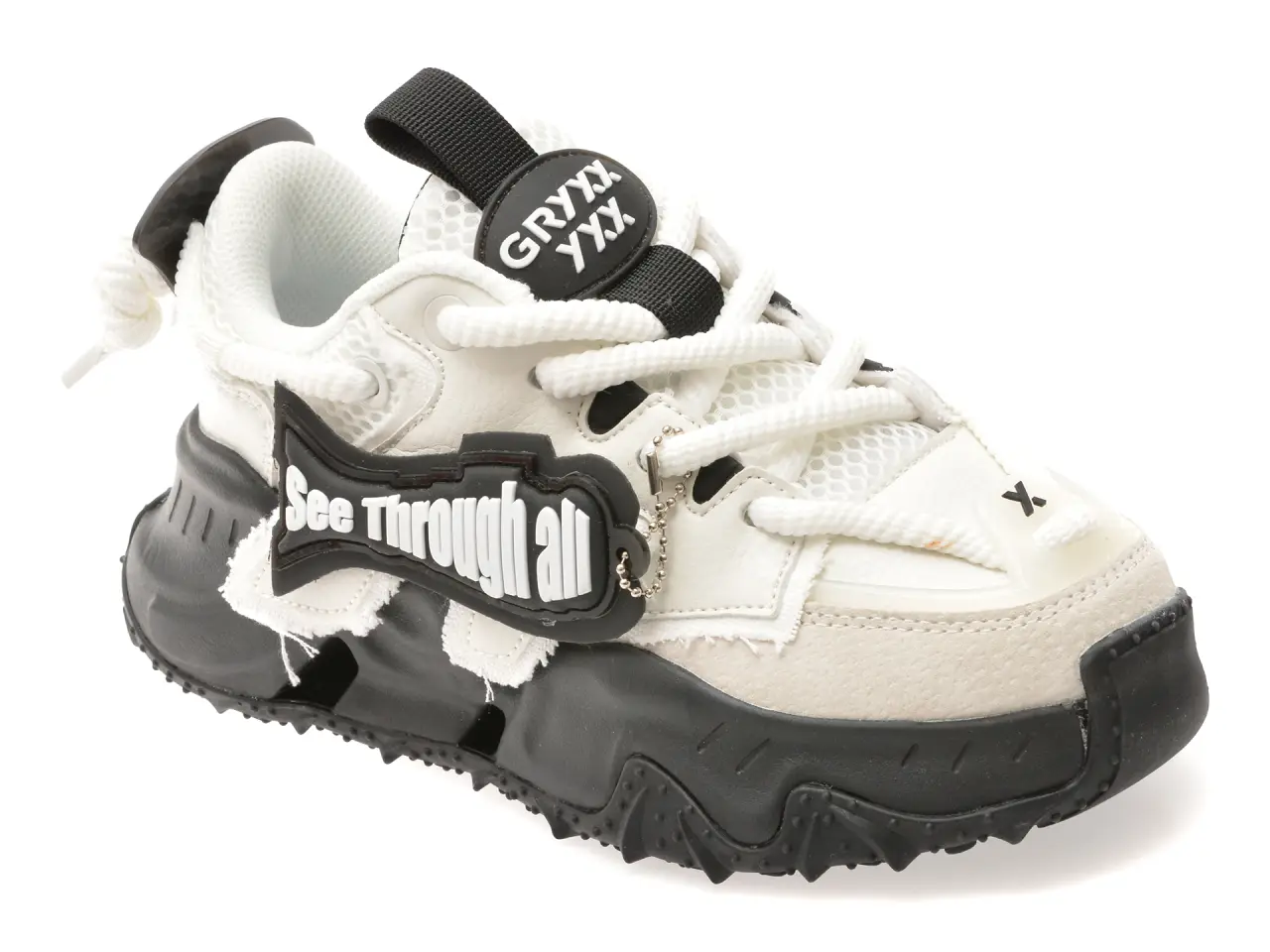 Pantofi sport GRYXX alb-negru, 351216, din material textil