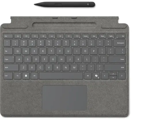 Tastatura Microsoft Surface Pro Keyboard 8X8-00185 cu Slim Pen 2, Layout US INT, pentru Surface Pro 11/10/9/8 (Gri)