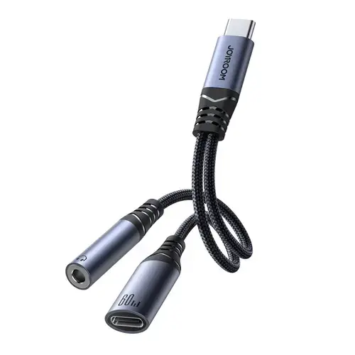 Adaptor audio Joyroom SY-C02, USB-C - 3.5mm / USB-C (Negru)