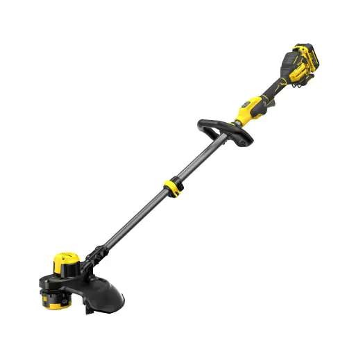 Trimmer pentru tuns gazon/iarba pe acumulator Stanley FatMax SFMCSTB933M, 18V V20, brushless, diametru taiere 33 cm, 2 viteze, sistem eliberare fir automat QUICKWIND, include: acumulator 18V 4.0 Ah + incarcator