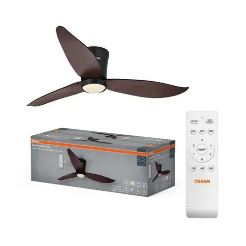 Ventilator de plafon Osram Fohn 1168, 41W, 1500lm, telecomanda, 3000/4000/6500K
